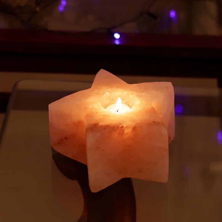 Star Shape Candle Holder Himalayan Pink Salt Lamp