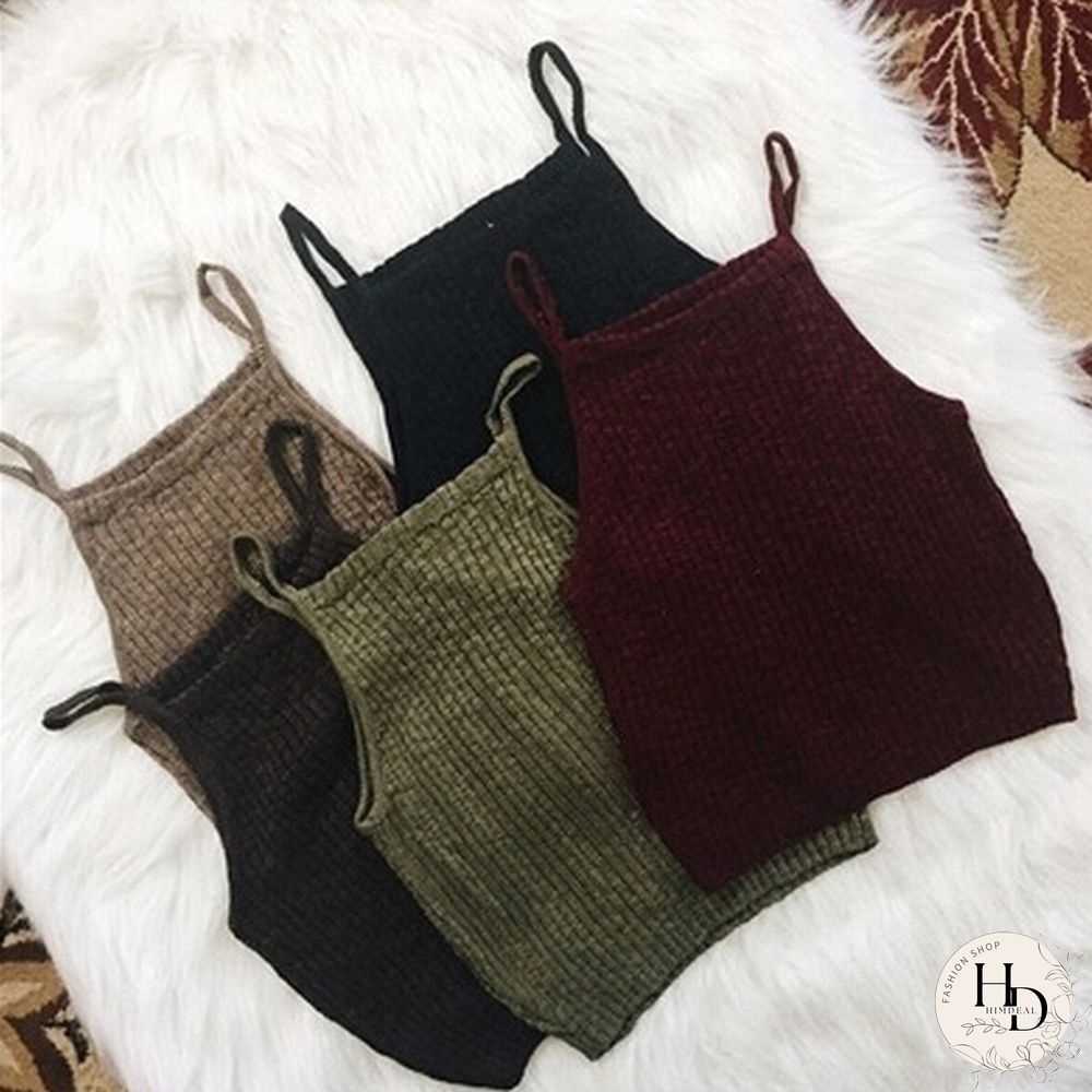 Women Sexy Fashion Sleeveless Knitted Crop Tops Cotton Crop Tops