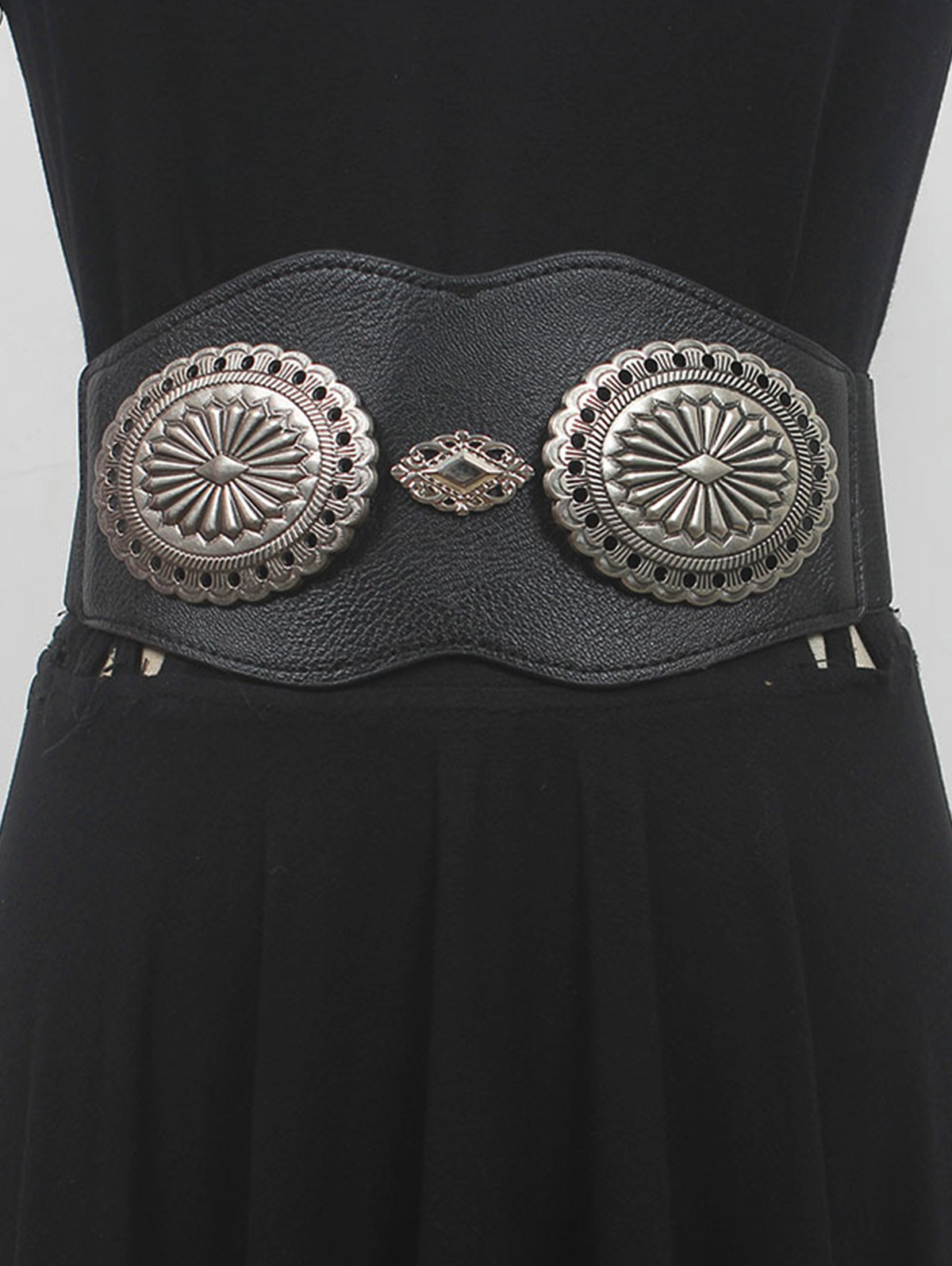 Western PU Leather Elastic Waist Wide Belt