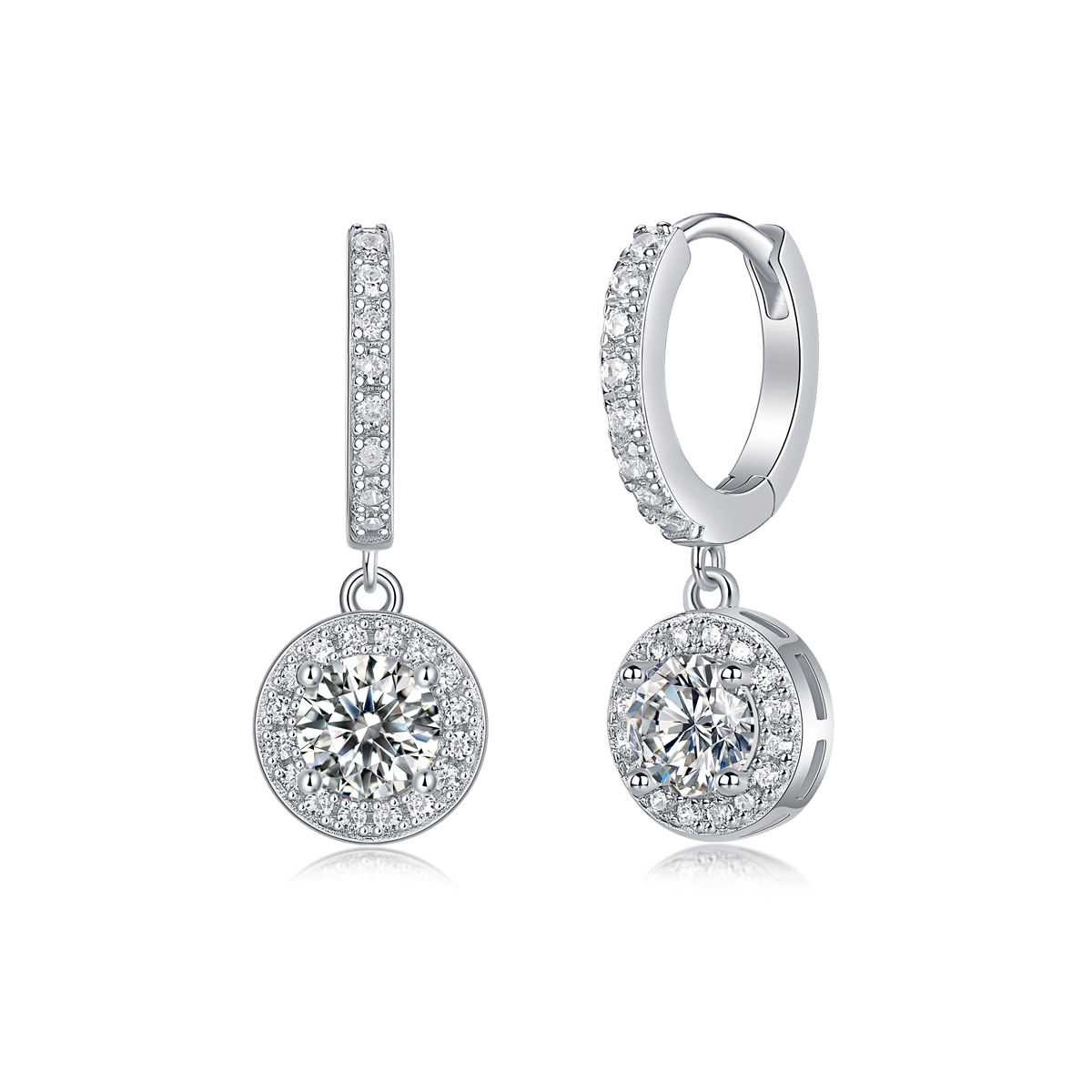 0.5 Carat 5mm D Color Moissanite Hoop High Carbon Diamond Earrings Drop for Women Gemstone Wedding Party Fine Jewelry Gift