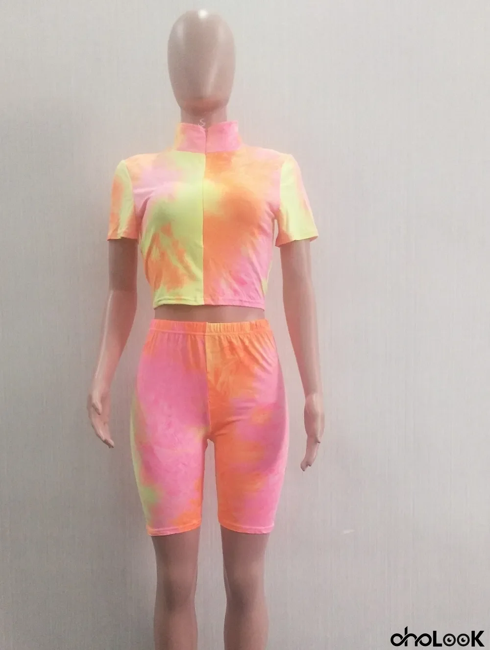 Sexy Tie Dye Two Piece Shorts Set