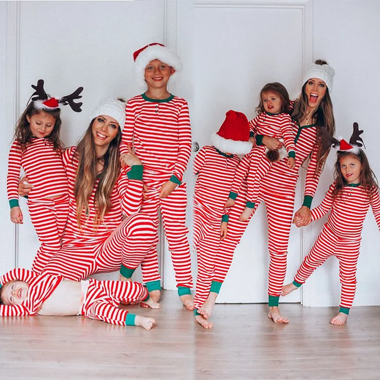 Christmas Red Stripe Family Matching Onesie Pajamas