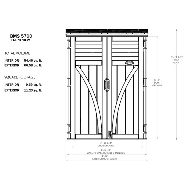 Outdoor 4 ft. W x 2 ft. D Plastic Vertical Tool Shed