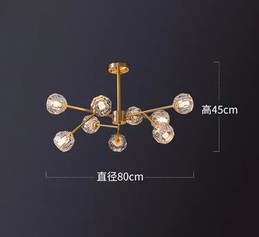 Modern American Style Art Golden Metal Crystal Chandelier Lighting Creative Restaurant Parlor Bar Decor Hanging Light Fixtures