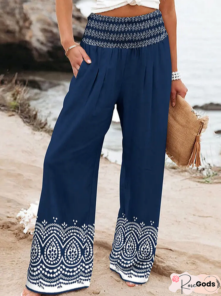 Ethnic Loose Cotton-Blend Casual Pants