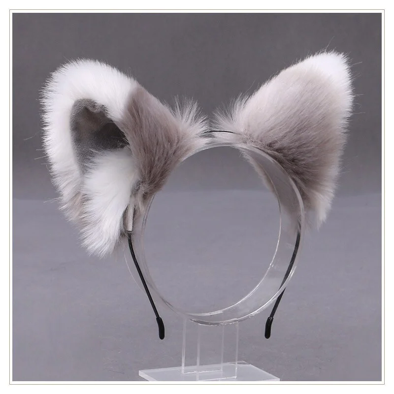 Billionm OJBK Fox Ear Headband Anime Cosplay Beast Ear Wolf Ears Girls Kawaii Handmade Plush Animals Hair Hoop Cute Cat Hair Accessories