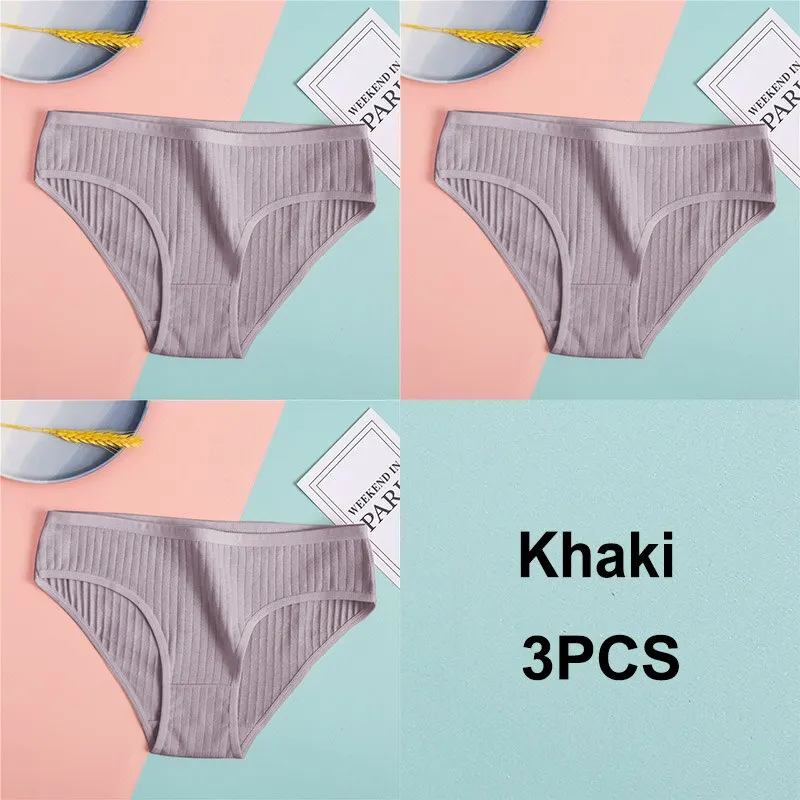 3PCS Cotton Panties Women's Underwear Casual Solid Color Panties for Women Intimate Lingerie Sexy Briefs Female Underpants M-XL