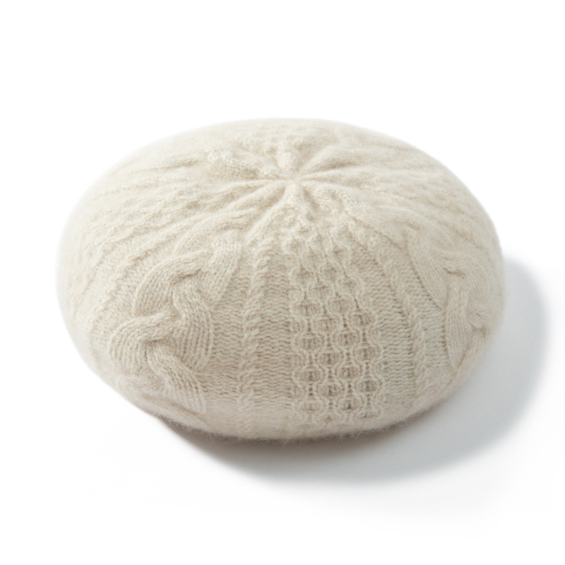 100% Cashmere Beret Braid Pattern REAL SILK LIFE