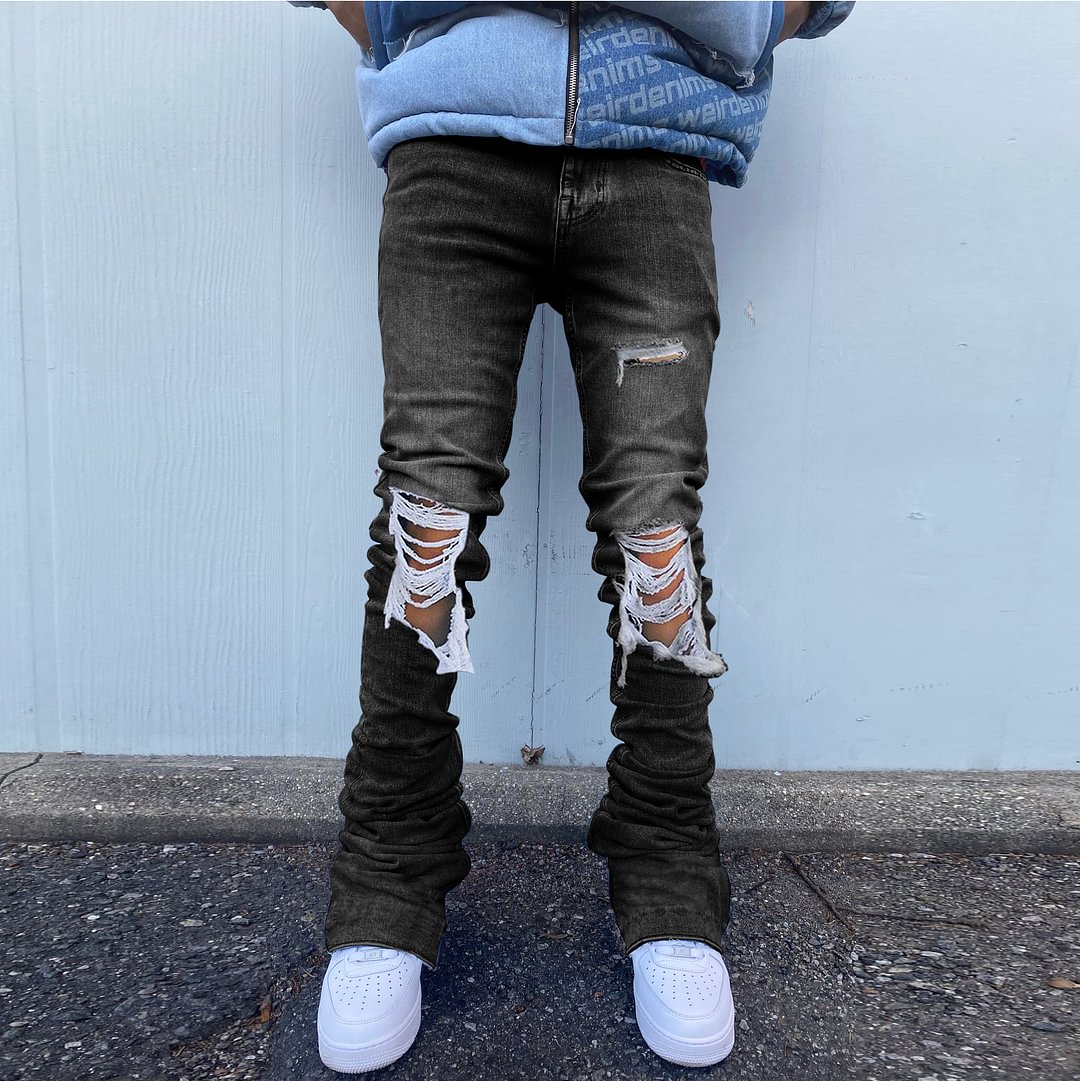 Vintage Street Wash Ripped Straight Jeans