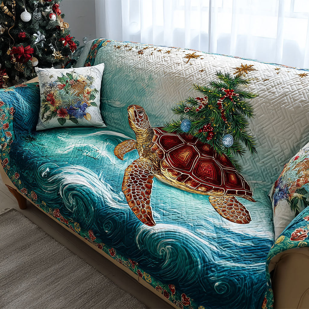 Coastal Christmas Turtle Quilted Sofa Cover NCU0PT10696 everthome