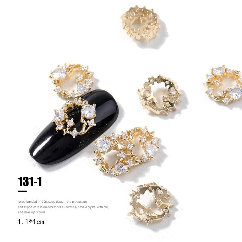 2pieces 3D metal Zircon Nail art jewelry japanese nail decorations top quality zircon crystal manicure zircon diamond charms