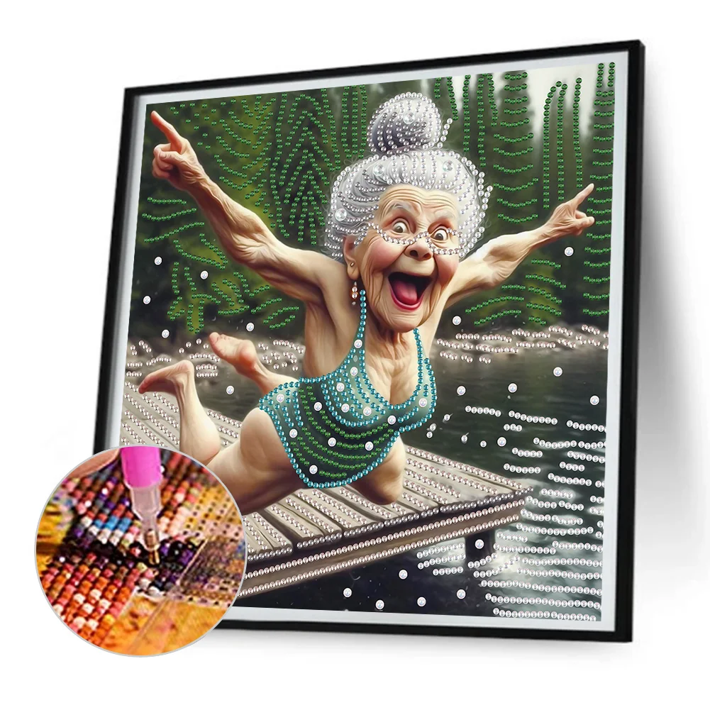 Diamond Painting - Partial Special Shaped Drill - Granny(Canvas|30*30cm)