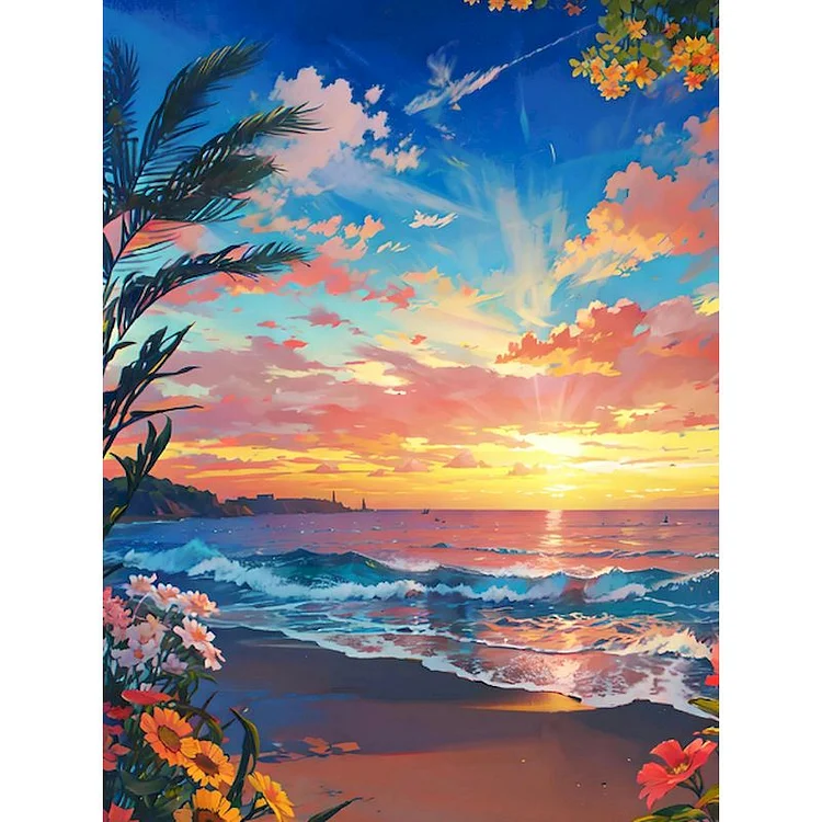 Sea Beach Landscape 40*50CM(Canvas) Full Round Drill Diamond Painting gbfke