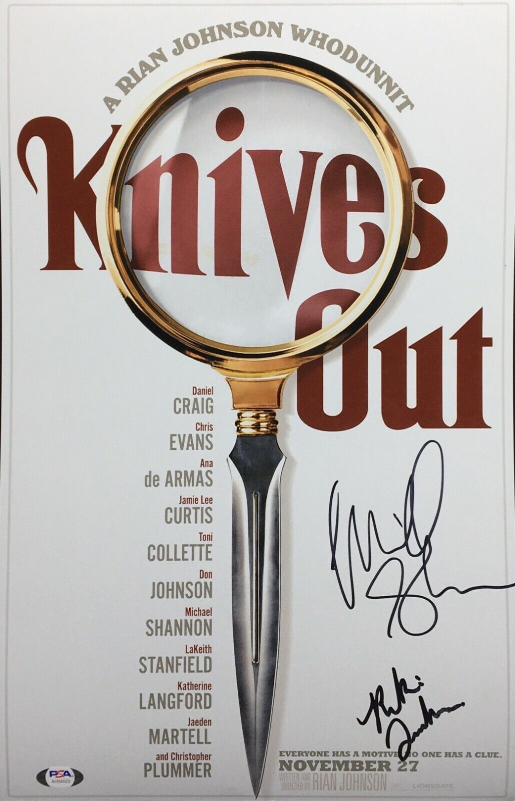 Michael Shannon & Riki Lindhome Signed 'Knives Out' 11x17 Photo Poster painting PSA AH54523