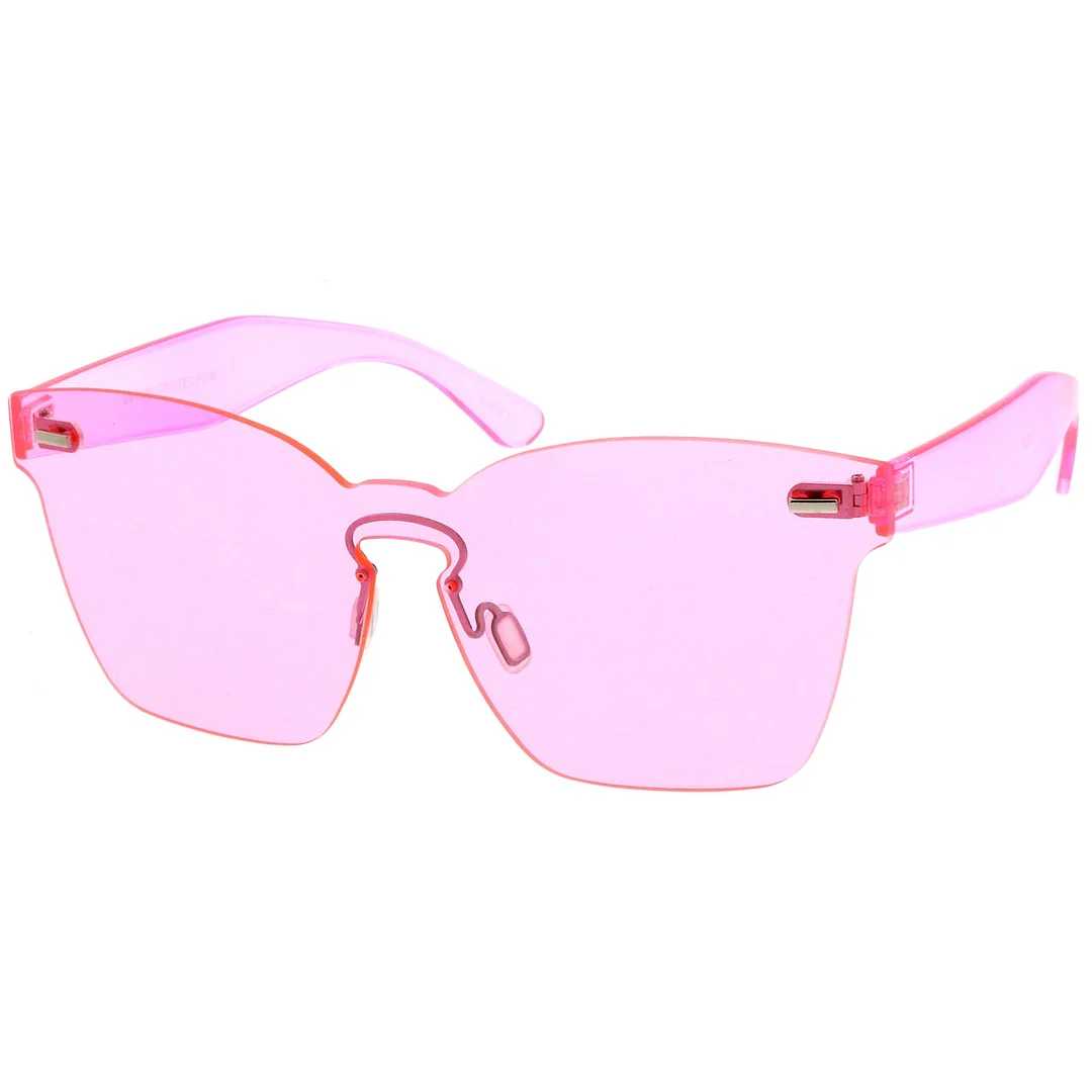 Oversize Rimless Keyhole Nose Bridge Mono Lens Horn Rimmed glasses 63mm