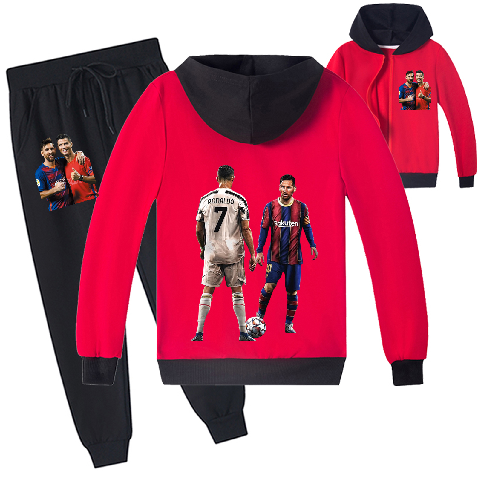 Mayoulove Cristiano Ronaldo Zipper Set for Kids - Stylish Unisex Outfit for Boys  Girls - Perfect Gift for Fans-Mayoulove