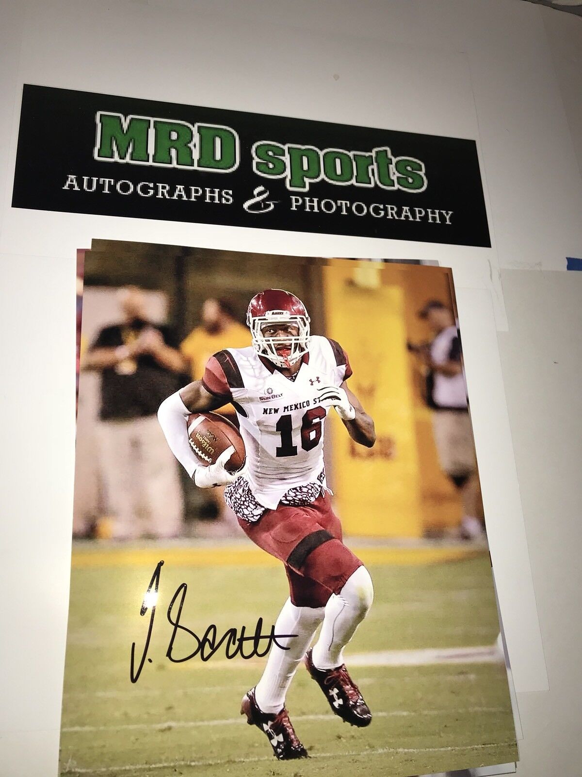 Jaleel Scott New Mexico State hand signed autographed 8x10 football Photo Poster painting C