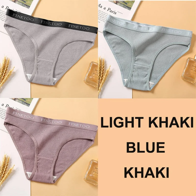 3PCS Women Cotton Underwear Panties Female Sexy Briefs Brand  Band Waist Pantys Set Solid Color Intimates Lingerie for Girl M-XL