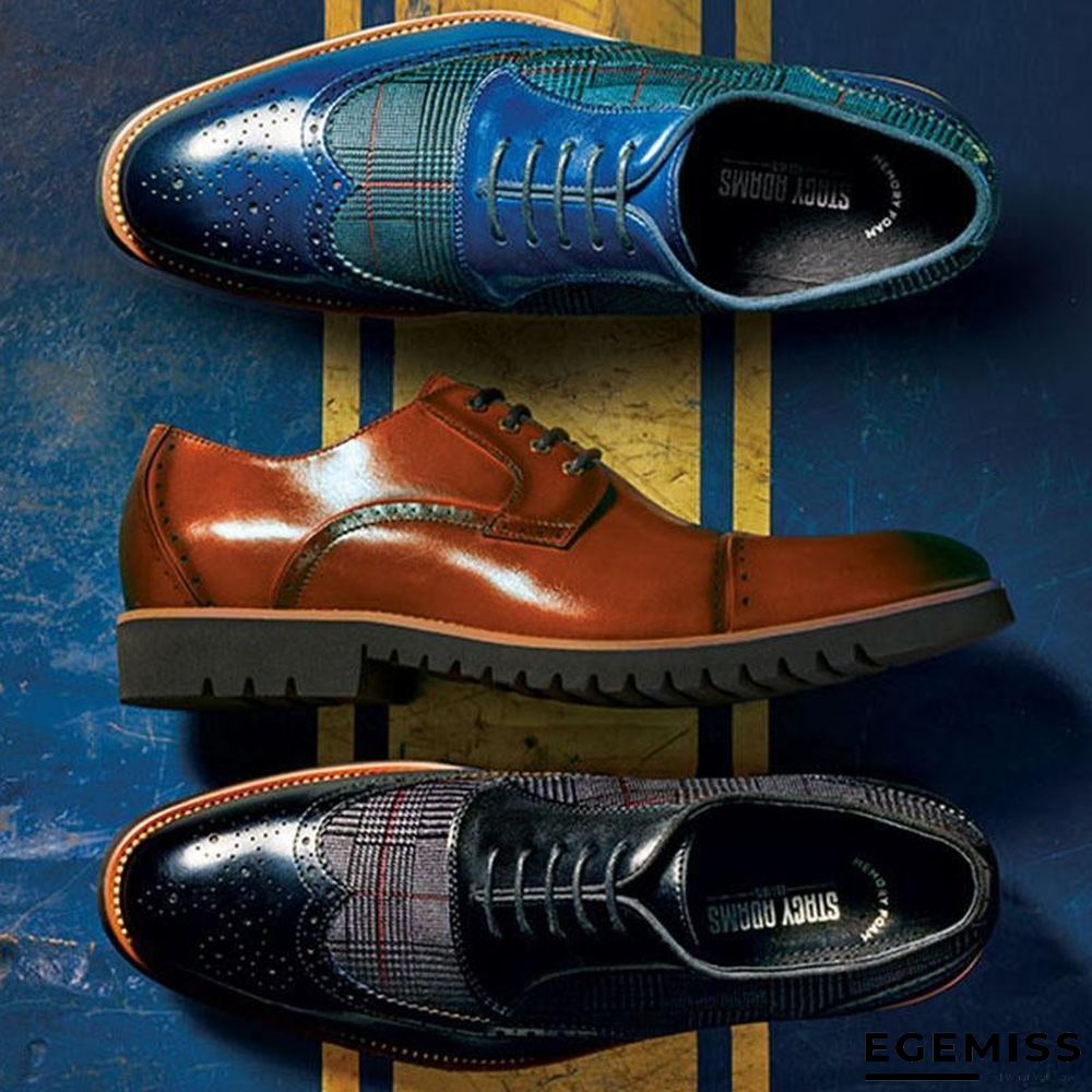 Men's Fashion Lattice Spliced Leather Brogue Shoes | EGEMISS