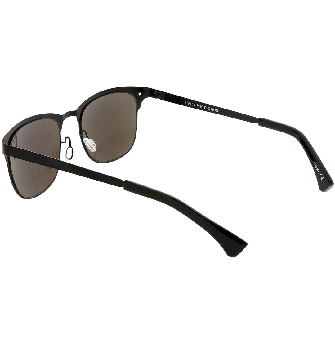 Sleek Metal Horn Rimmed glasses Semi Rimless Color Mirror Square Lens 48mm