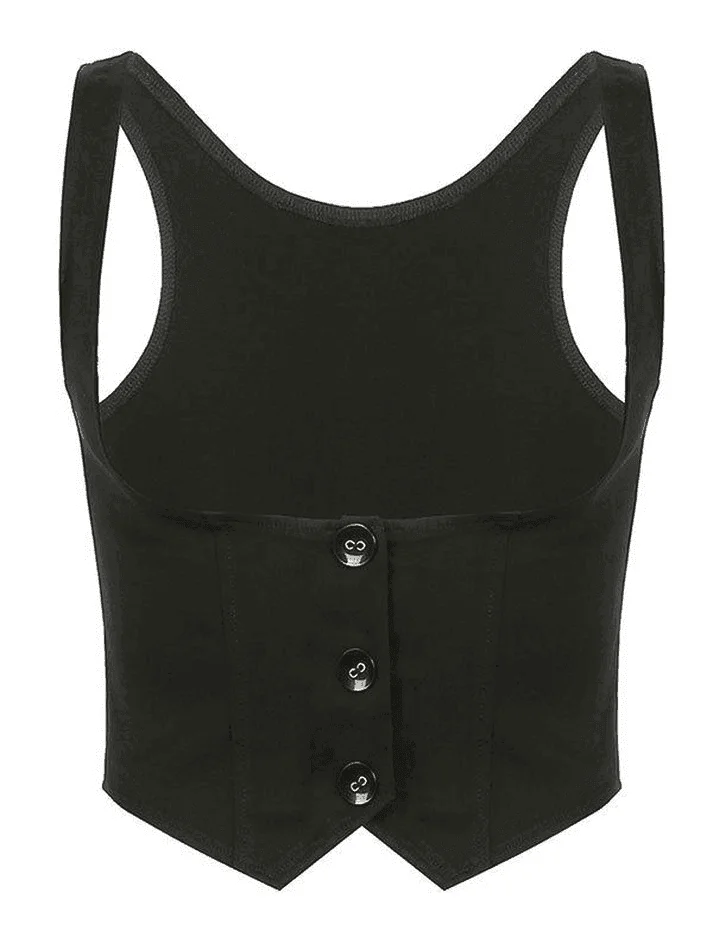 Brownm Button Down Strap Corset Top