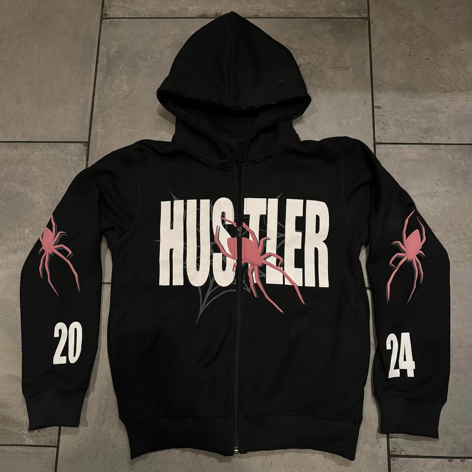 Hustler Spider Print Long Sleeve Zipper Hoodies