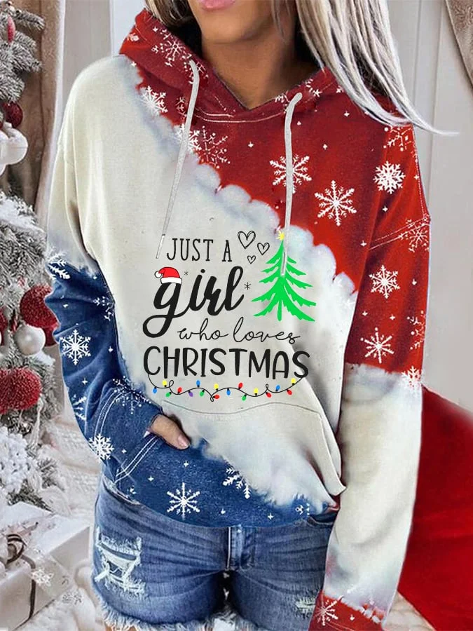 Just A Gril Who Loves Christmas Print Casual Hoodie