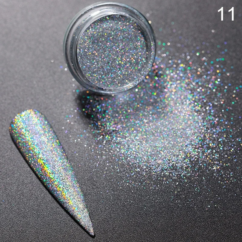 1 Box Iridescent Nail Powder Silver Black Colorful Glitter Sequins Gel Polish Flakes Nail Art Decoration For Manicure Pigment-Nail Inspo