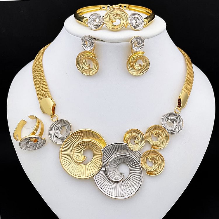 Dubai Gold Color Jewelry Set Fashion Jewelry Necklace Earrings Sets For Women