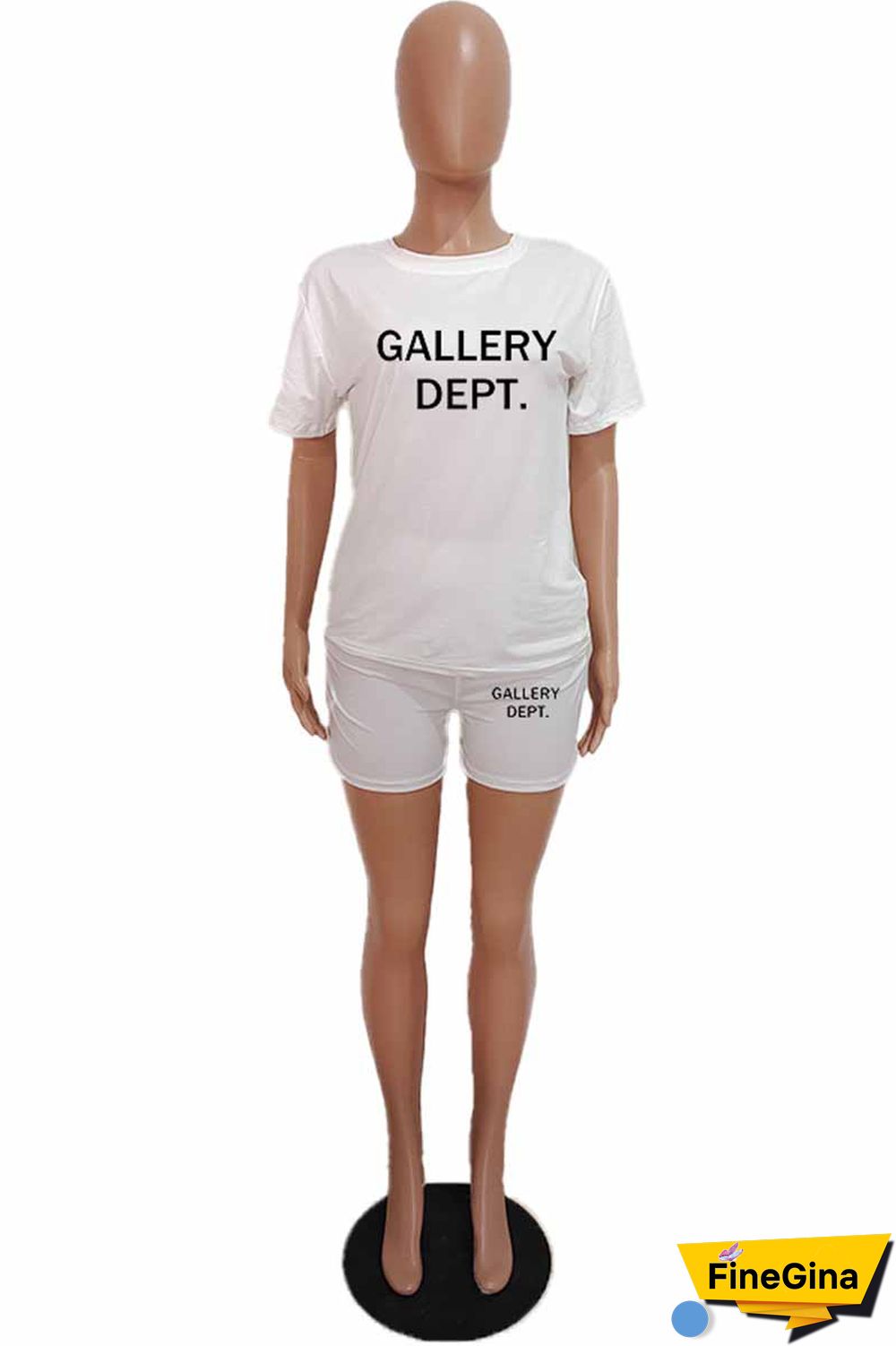 Purple Casual Print Letter O Neck Short Sleeve Two Pieces