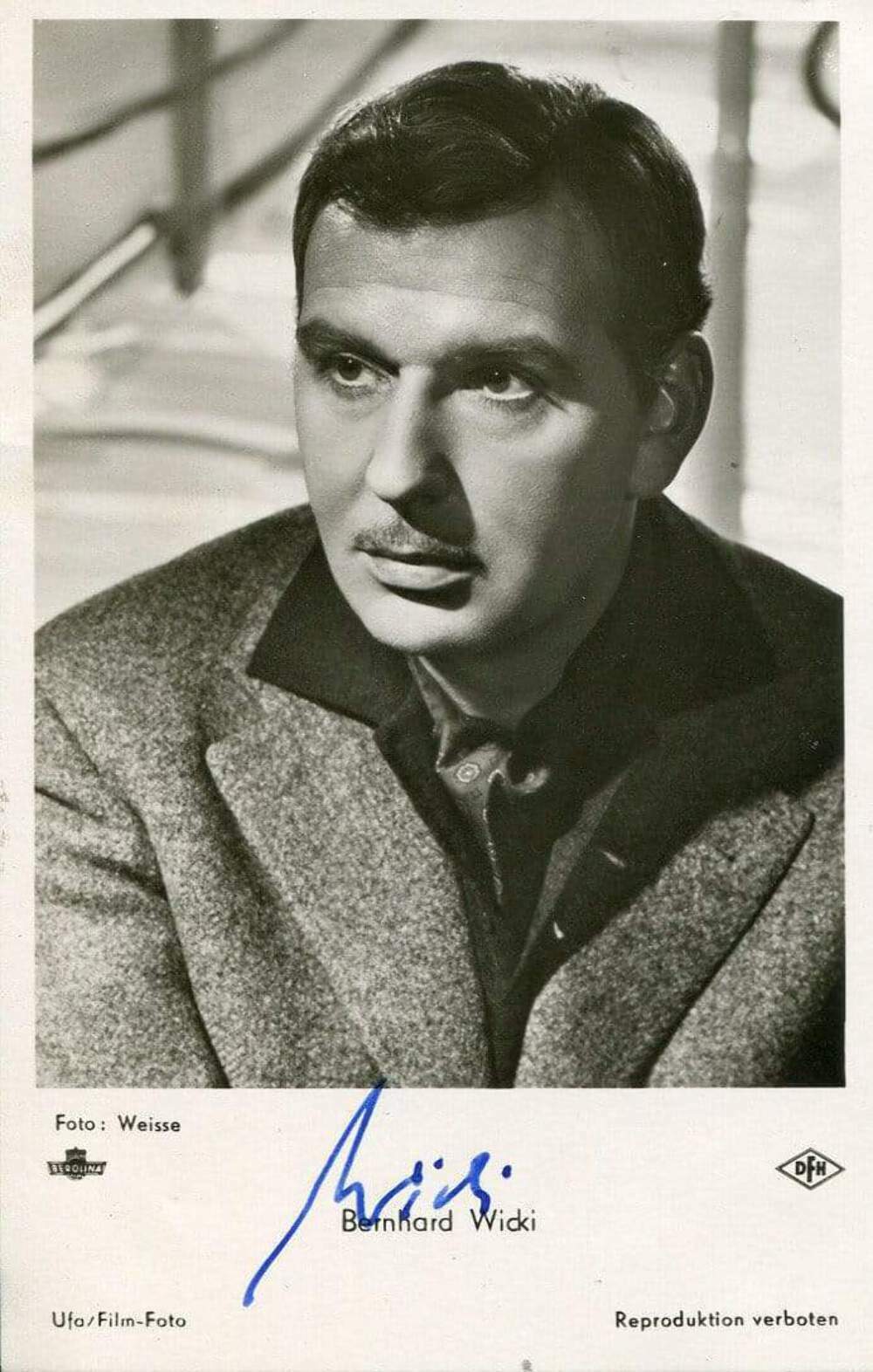 Bernhard Wicki autograph Austrian actor and film director signed Photo Poster painting