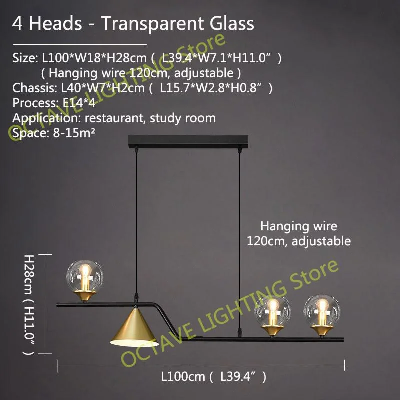 Nordic Creative LED Chandelier Kitchen Island Glass Ball Long Pendant Lamp Living Dining Room Study Bar Lighting Hanging Fixture