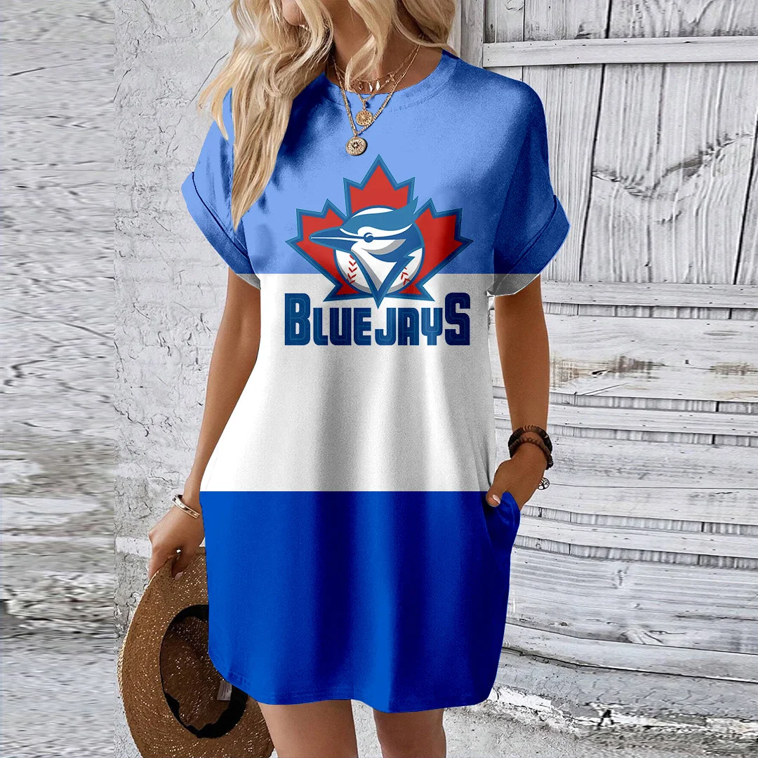Toronto Blue Jays Hidden Pocket Bat Sleeve T-Shirt Dress