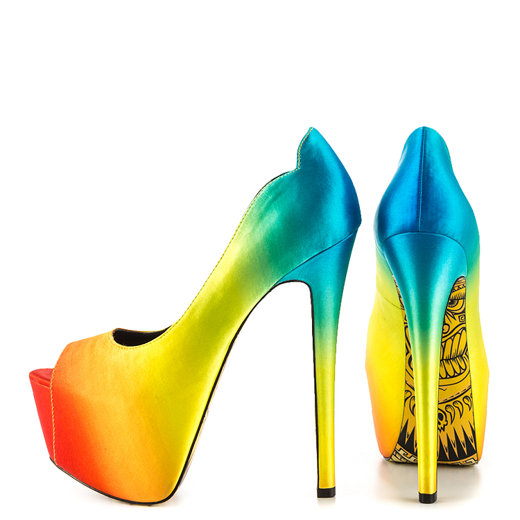 Women's Multi-Color Super High Heel Shoes Peep Toe Heels Platform Heels |FSJ Shoes