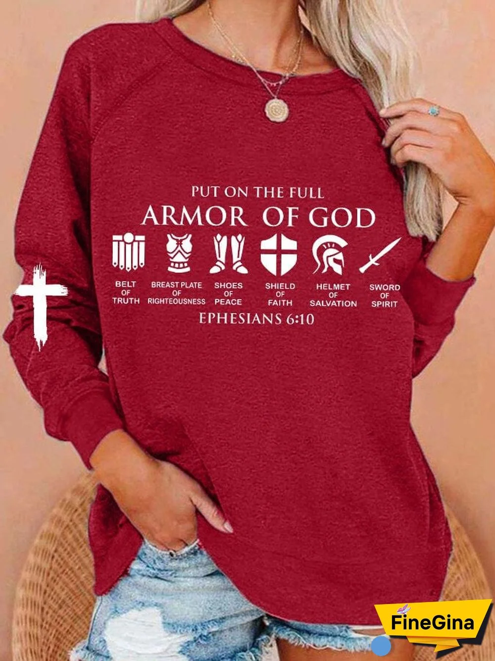 Women's Put on The Full Armor of God Print Sweatshirt