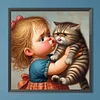 Diamond Painting-DIY Full Round Drill Girl Cat(40*40 CM)