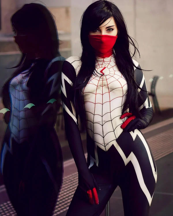 Silk Cindy Moon Cosplay Costume For Ladies Spiderman Spandex Bodysuit