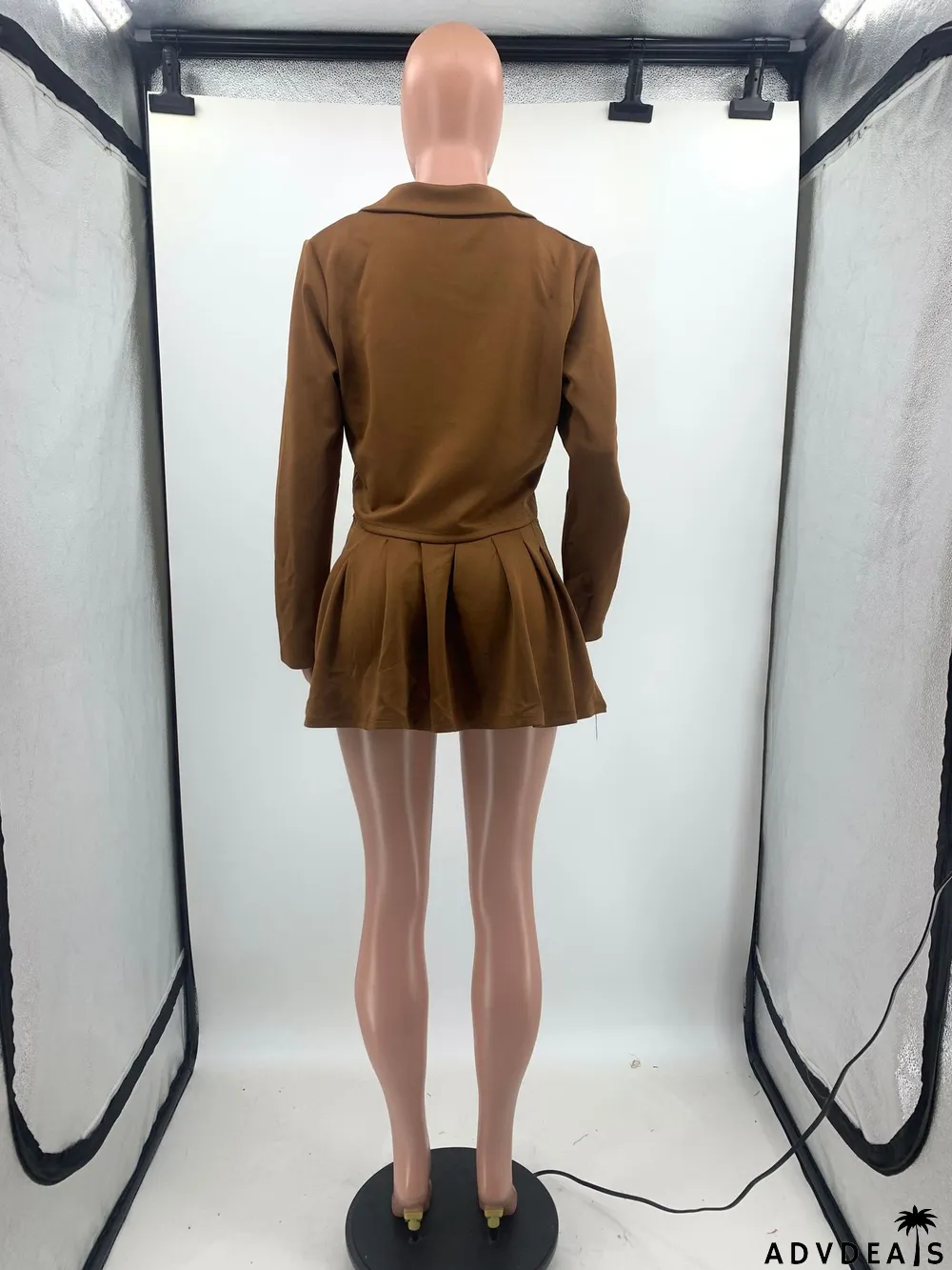 Autumn And Winter Casual Blazer Short Undershirt Pleated Skirt Solid Color Suit