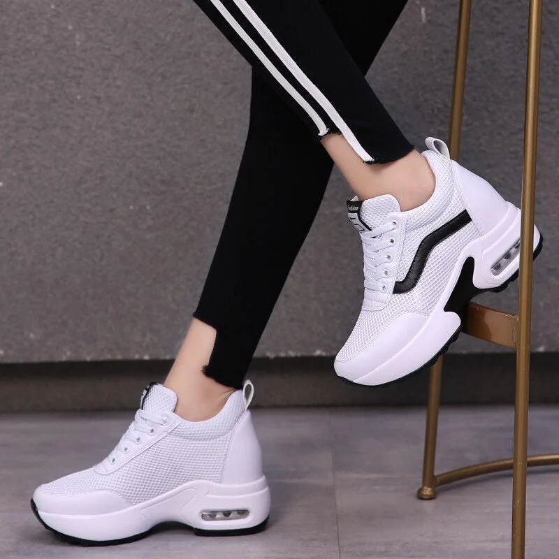 Wedges Shoes for Women Platform Shoes Breathable Casual Shoes Woman Fashion Sneakers Height Increasing Vulcanize Shoes Chunky