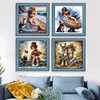4 PCS Girl - Full Embroidery 2 Strands 14CT Stamped Cross Stitch - 40*40CM