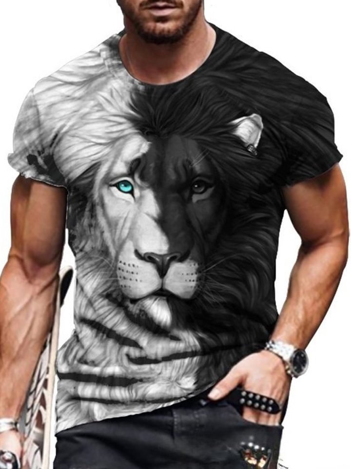 Crew Neck Personalized Short Sleeve T-shirt 3d Digital Print