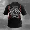Gym Viking Warrior Runes Flame Graphic Washed Cotton T-shirt by Inlyline
