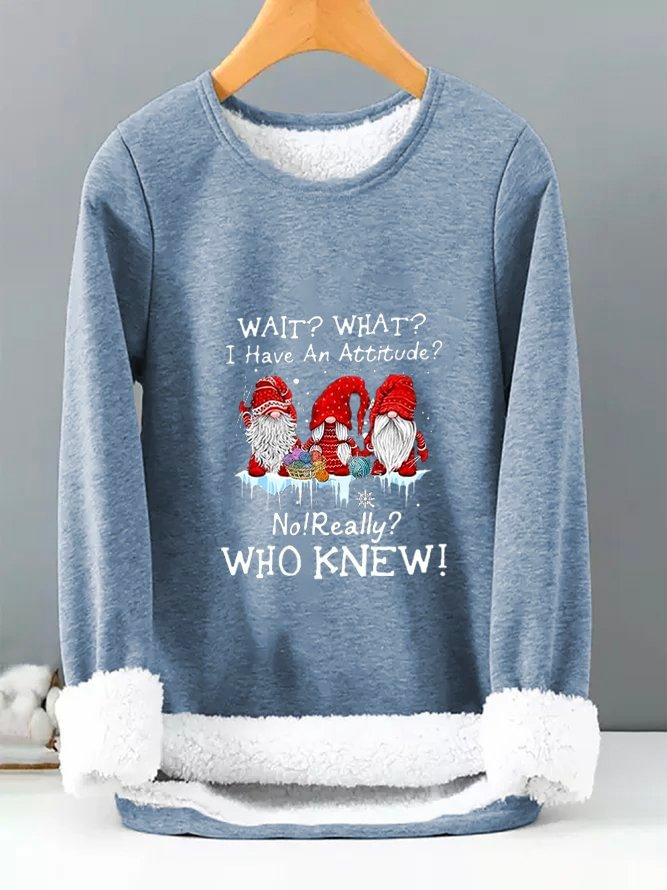 Christmas Santa Gnomes Printed Warm Thick Sweatshirt