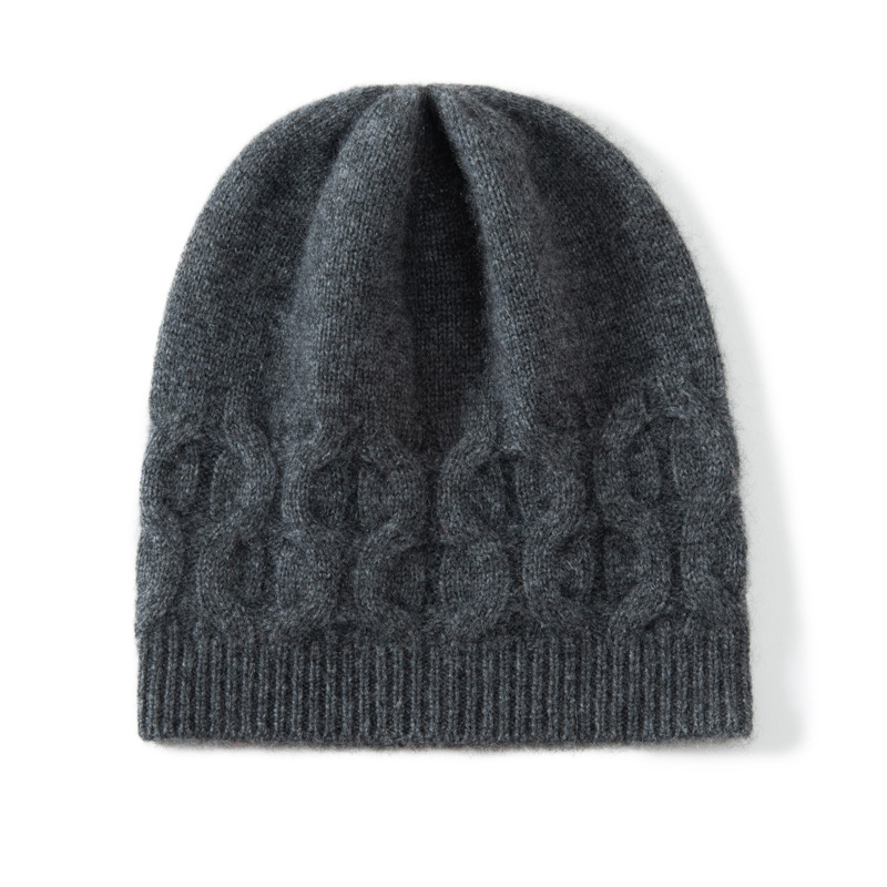 100% Cashmere Slouchy Beanie Twist Pattern REAL SILK LIFE