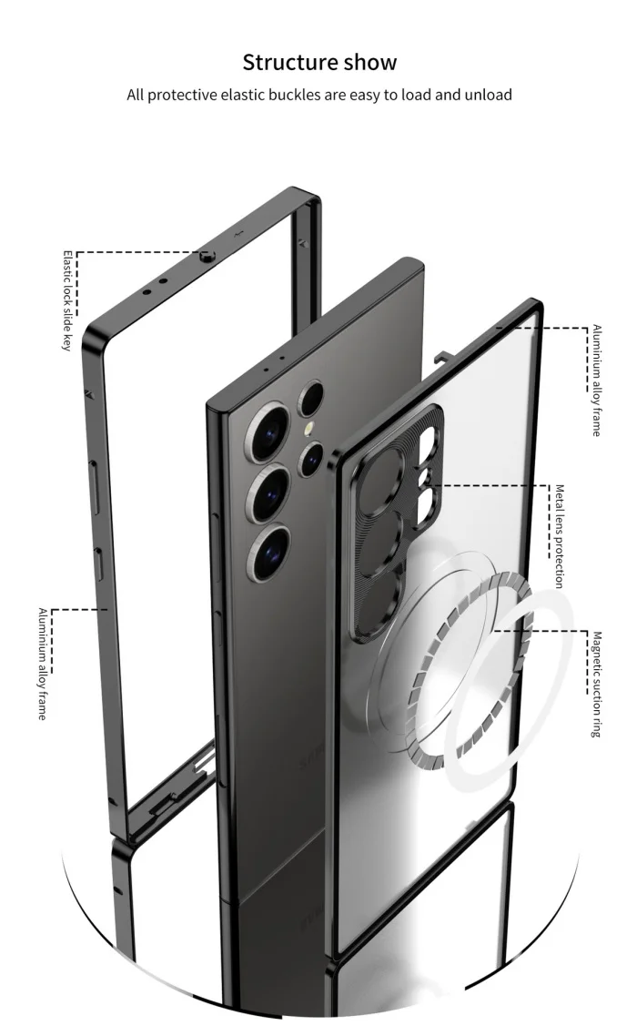 Samsung S25U Metal Magnetic Half-cover Anti-fall Protective Cover