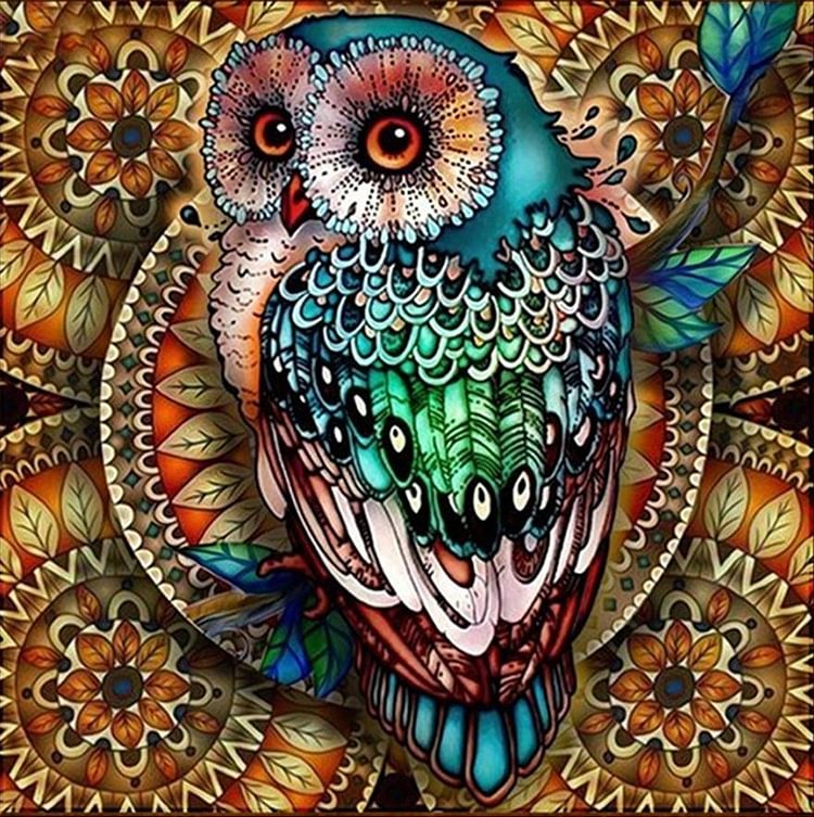 Peinture de diamant -rond complet - hibou