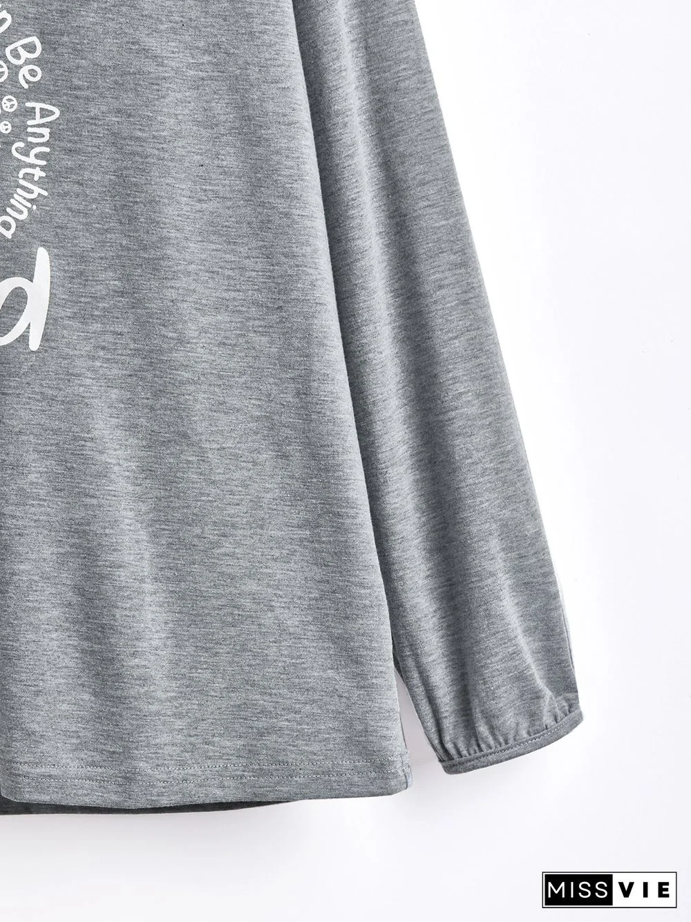 Casual V neck Long Sleeve Printed T-shirt