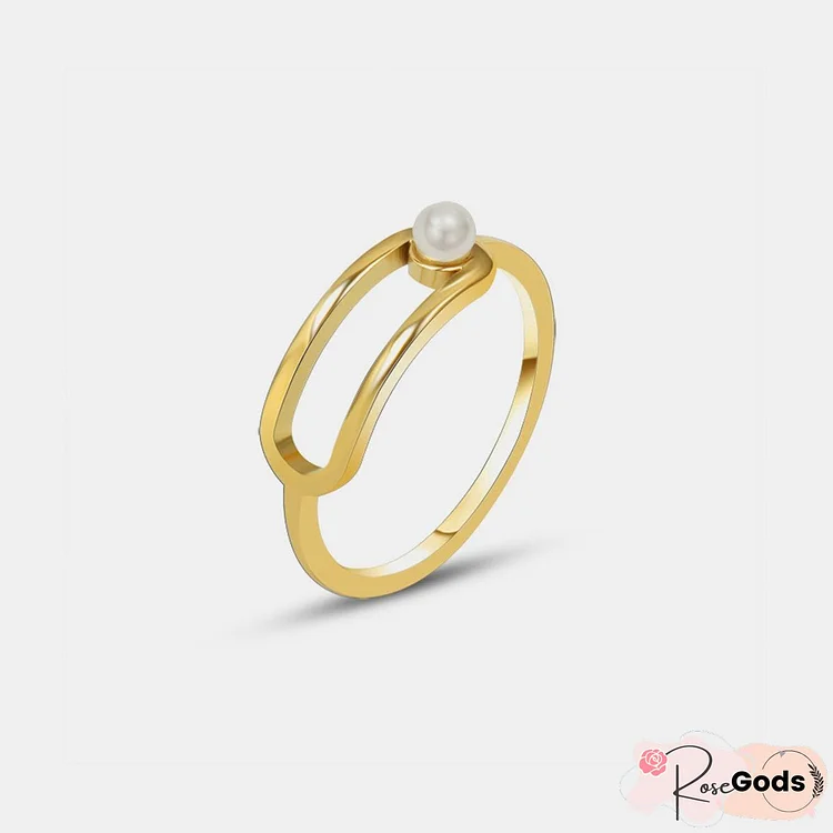 Synthetic Pearl Titanium Steel Ring