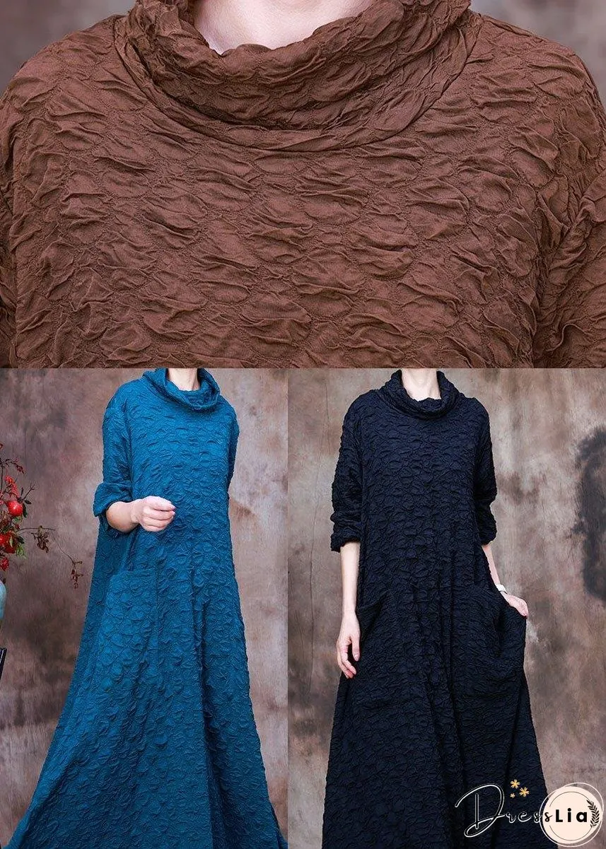 Plus Size Coffee Asymmetrical Long Dress Spring