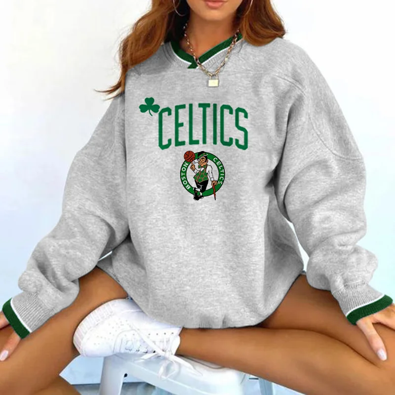 Women's Support  Boston Celtics Basketball Print Sweatshirt